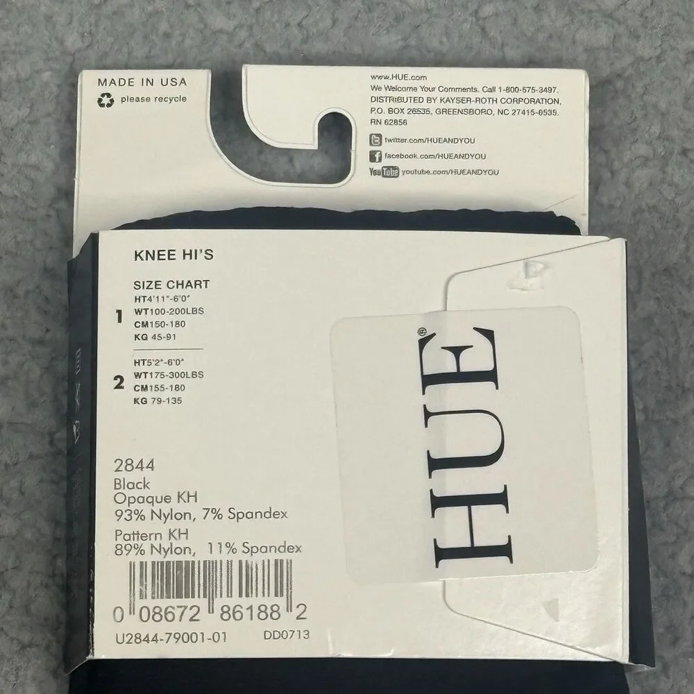 HUE Knee High Socks Women Size 1 Black Opaque 3-Pair Pack Goth Dark Academia NIP